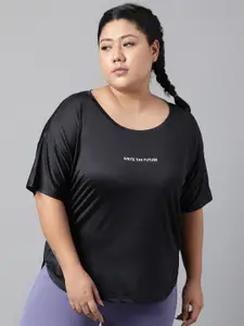MKH Plus Size Relaxed Fit Typography Printed Dri-FIT Technology Sports T-shirt