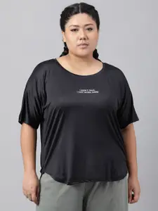 MKH Plus Size Typography Printed Drop Shoulder Sleeves Dri-FIT Relaxed Fit Sports T-shirt