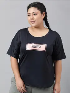 MKH Plus Size Relaxed Fit Typography Printed Dri-FIT Technology Sports T-shirt
