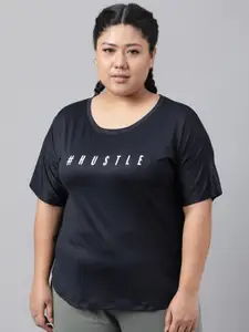 MKH Plus Size Typography Printed Relaxed Fit Dri-FIT Sports T-shirt