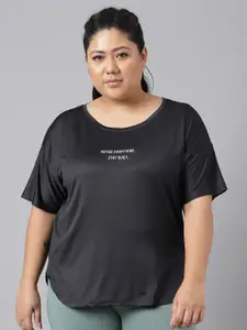 MKH Plus Size Typography Printed Relaxed Fit Dri FIT T-shirt