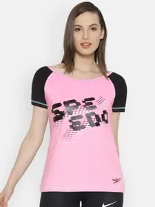 Speedo Women Pink Printed Round Neck T-shirt