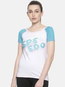 Speedo Women White Printed Round Neck T-shirt