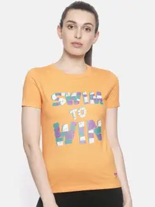 Speedo Women Orange Printed Round Neck T-shirt