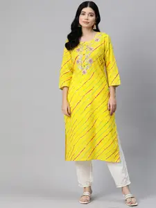 Readiprint Fashions Leheriya Printed Zari Pure Cotton Kurta