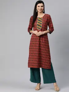 Readiprint Women Floral Printed Gotta Patti Cotton Kurta