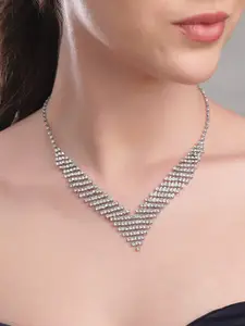 Rubans Silver-Plated American Diamond Necklace