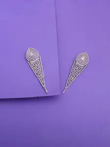 Mirana Rhodium-Plated American Diamond Studded Drop Earrings
