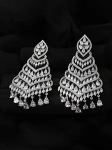 Mirana Rhodium-Plated Contemporary Drop Earrings