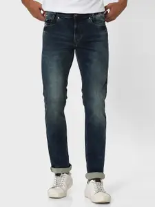 Mufti Men Slim Fit Low Distress Heavy Fade Stretchable Jeans