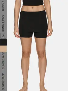 NOT YET by us Women Pack Of 2 Front Double Layer Stretchable shorts