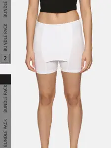 NOT YET by us Women Pack Of 2 Front Double Layer Stretchable shorts