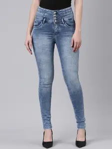 SHOWOFF Women Slim Fit Heavy Fade Embellished Clean Look Stretchable Jeans