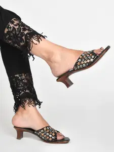JM Looks Embellished Party Block Heels
