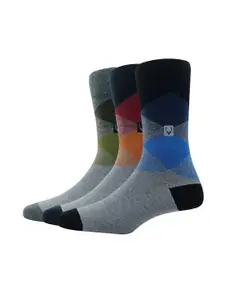 Allen Solly Men Pack of 3 Calf-Length Patterned Cotton Socks