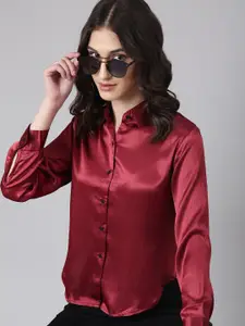 SHOWOFF Slim Fit Opaque Crepe Casual Shirt