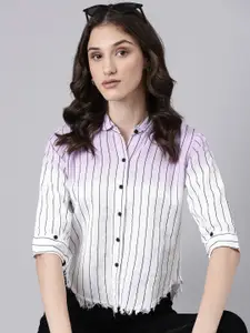 SHOWOFF Slim Fit Striped Cotton Casual Shirt