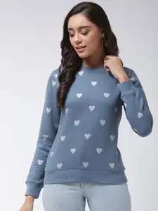 Modeve Conversational Printed Round Neck Pullover Sweatshirt