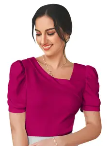 Dream Beauty Fashion Asymmetric Neck Puff Sleeve Regular Top