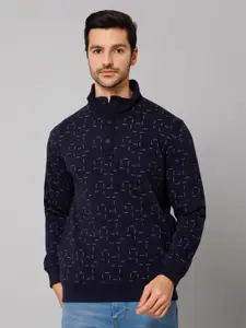 Cantabil Men Navy Blue Printed Sweatshirt
