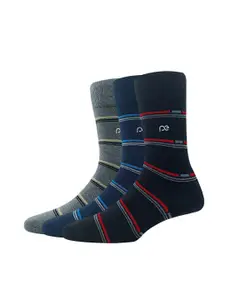 Peter England Men Pack of 3 Calf-Length Striped Socks