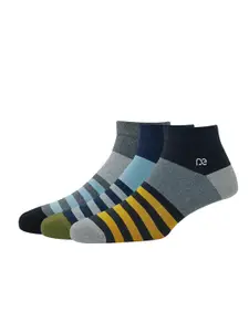 Peter England Men Pack of 3 Striped Cotton Ankle Length Socks