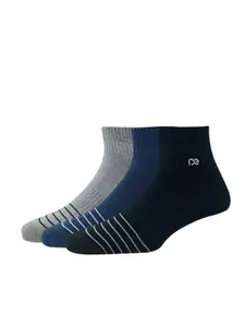 Peter England Men Pack of 3 Above Ankle-Length Striped Cotton Socks
