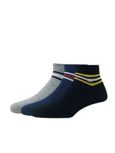 Peter England Men Pack of 3 Ankle-Length Striped Cotton Socks