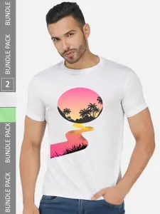 CHOZI Pack Of 2 Graphic Printed Cotton T-shirts