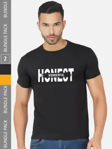 CHOZI Pack Of 2 Printed Cotton T-shirt