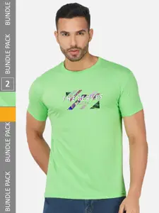 CHOZI Pack Of 2 Graphic Printed Cotton T-shirt