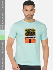 CHOZI Pack of 2 Graphic Printed Cotton T-shirt