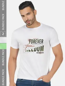 CHOZI Pack of 2 Typography Printed Cotton T-shirt