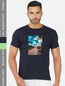 CHOZI Pack Of 2 Printed Cotton T-shirts