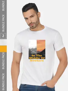 CHOZI Pack Of 2 Graphic Printed Cotton T-shirt