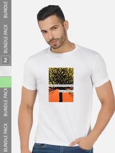 CHOZI Pack Of 2 Graphic Printed Cotton T-shirt