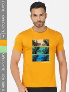 CHOZI Pack Of 2 Graphic Printed Cototn T-shirt