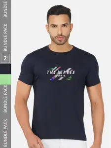 CHOZI Pack Of 2 Printed Cotton T-shirt