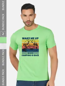 CHOZI Pack Of 2 Graphic Printed Cototn T-shirt