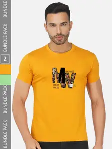 CHOZI Pack Of 2 Graphic Printed Cotton T-shirt