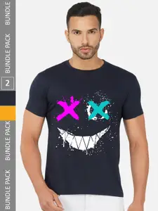 CHOZI Pack of 2 Graphic Printed Cotton T-shirt