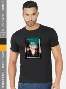 CHOZI Pack of 2 Graphic Printed Cotton T-shirt