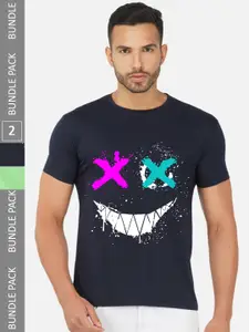 CHOZI Pack of 2 Graphic Printed Cotton T-shirt