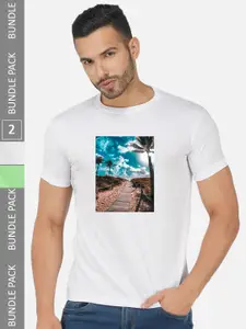 CHOZI Pack of 2 Graphic Printed Cotton T-shirt