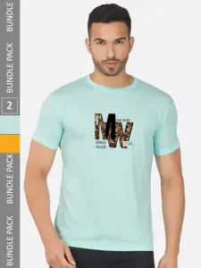 CHOZI Pack Of 2 Typography Printed Cotton T-shirts