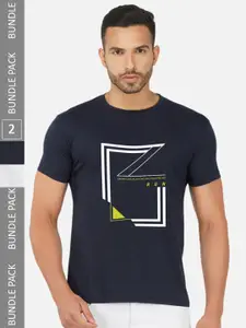 CHOZI Pack of 2 Graphic Printed Cotton T-shirt