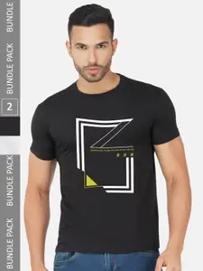 CHOZI Pack of 2 Graphic Printed Cotton T-shirt