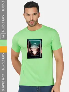 CHOZI Pack of 2 Graphic Printed Cotton T-shirt