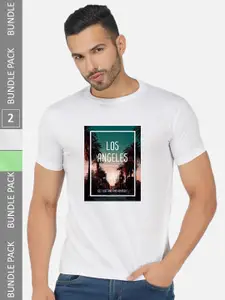 CHOZI Pack of 2 Graphic Printed Cotton T-shirt