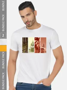 CHOZI Pack Of 2 Graphic Printed Cotton T-shirts